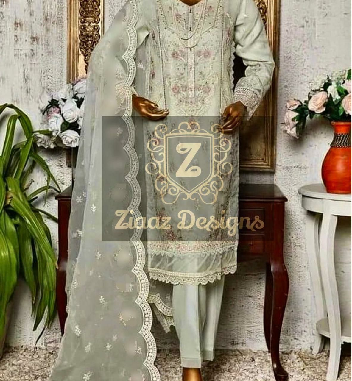 ZIAAZ NOOR LIGHT GREEN PAKISTANI SALWAR KAMEEZ WHOLESALER