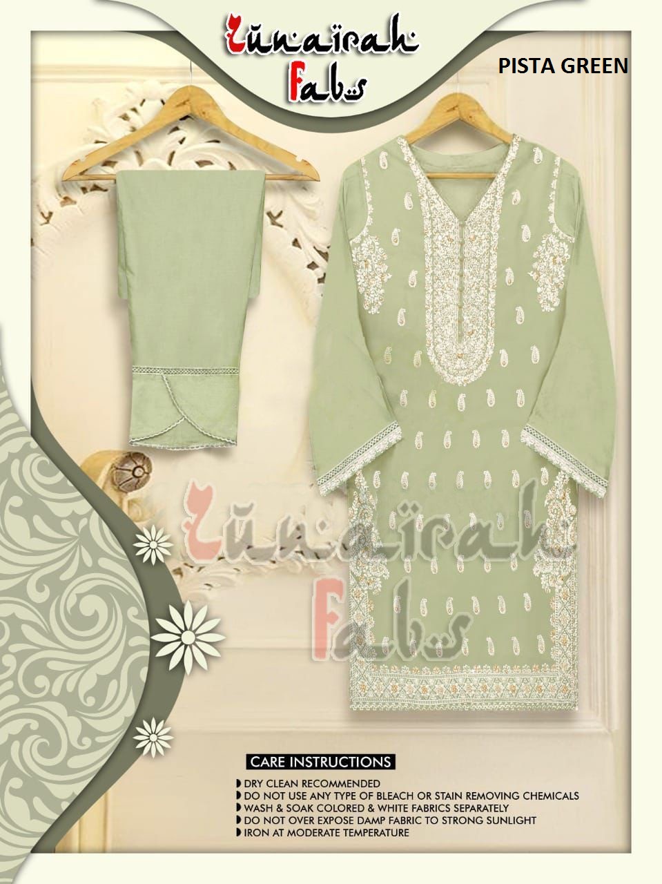 ZUNAIRAH FABS PISTA GREEN READYMADE TUNIC COLLECTION