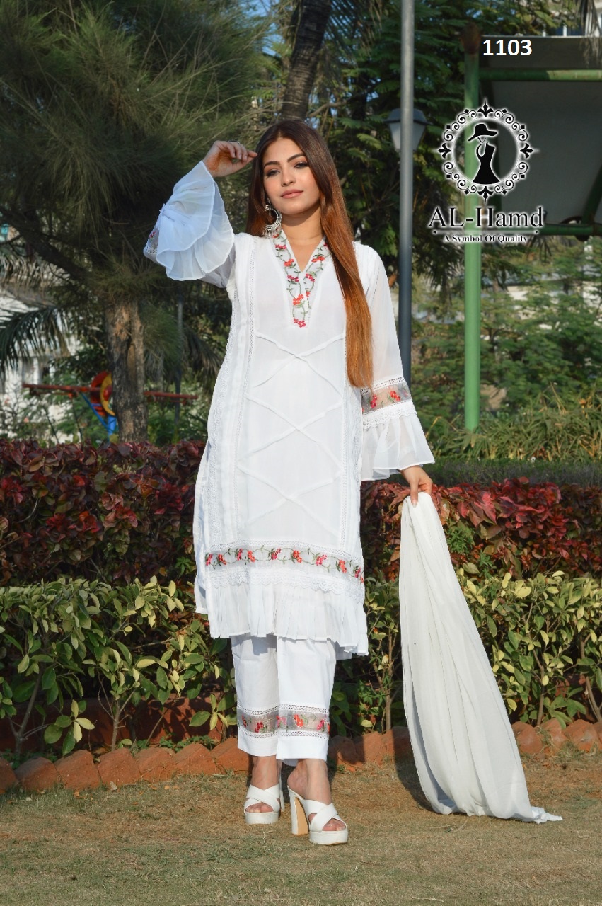 AL HAMD 1103 WHITE READYMADE TUNIC COLLECTION