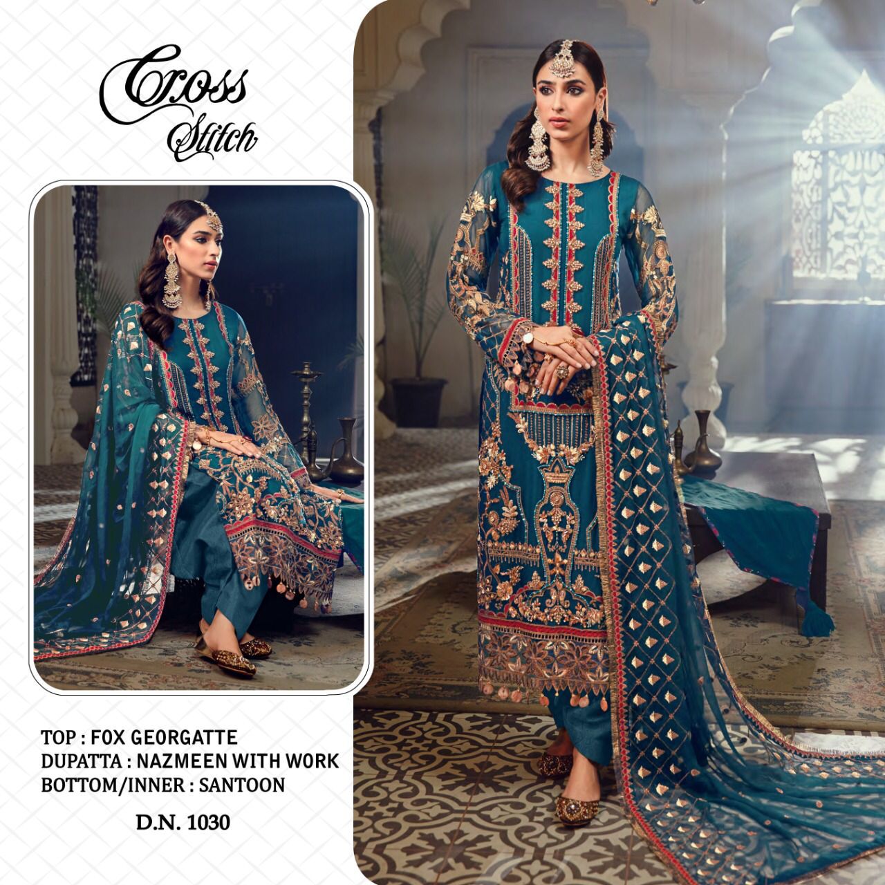 CROSS STITCH 1030 PAKISTANI SALWAR KAMEEZ WHOLESALER