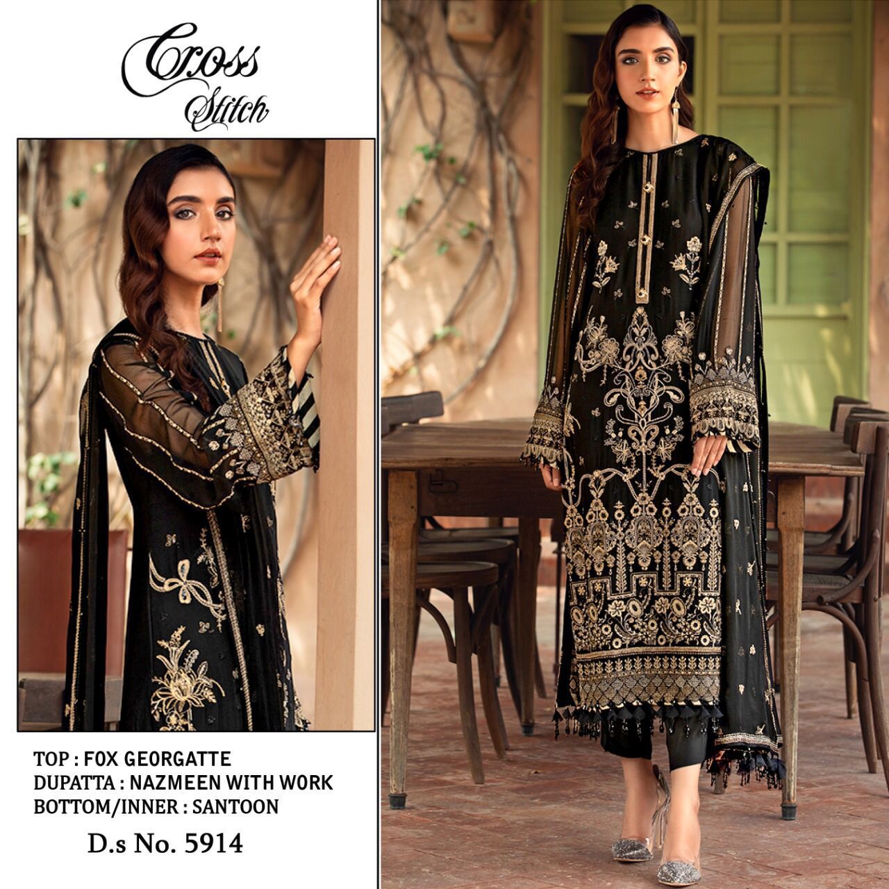 CROSS STITCH 5914 PAKISTANI SALWAR KAMEEZ WHOLESALER