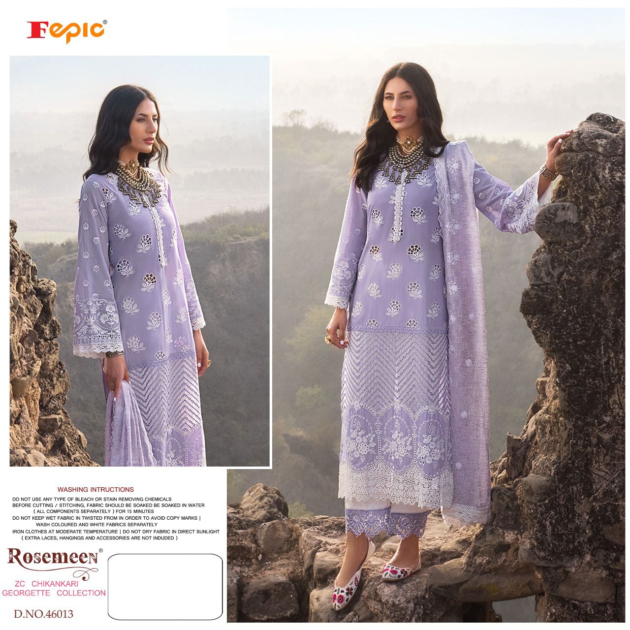 FEPIC 46013 ROSEMEEN ZC CHIKANKARI SALWAR KAMEEZ WHOLESALER