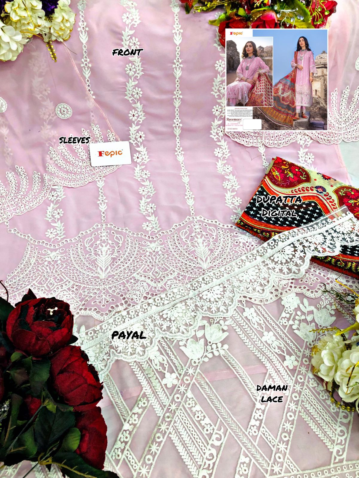 FEPIC 46014 ROSEMEEN ZC CHIKANKARI SALWAR KAMEEZ WHOLESALER