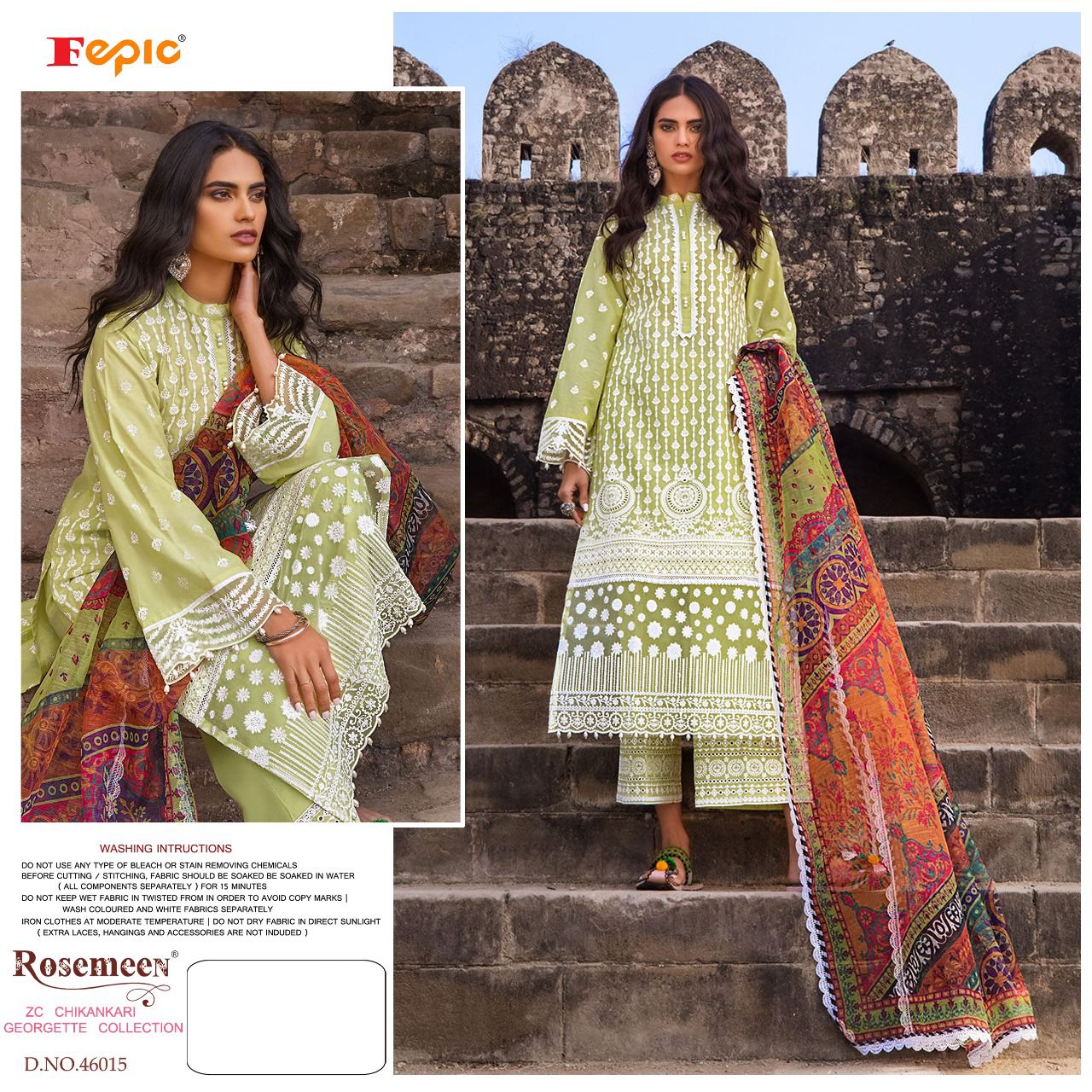 FEPIC 46015 ROSEMEEN ZC CHIKANKARI SALWAR KAMEEZ WHOLESALER