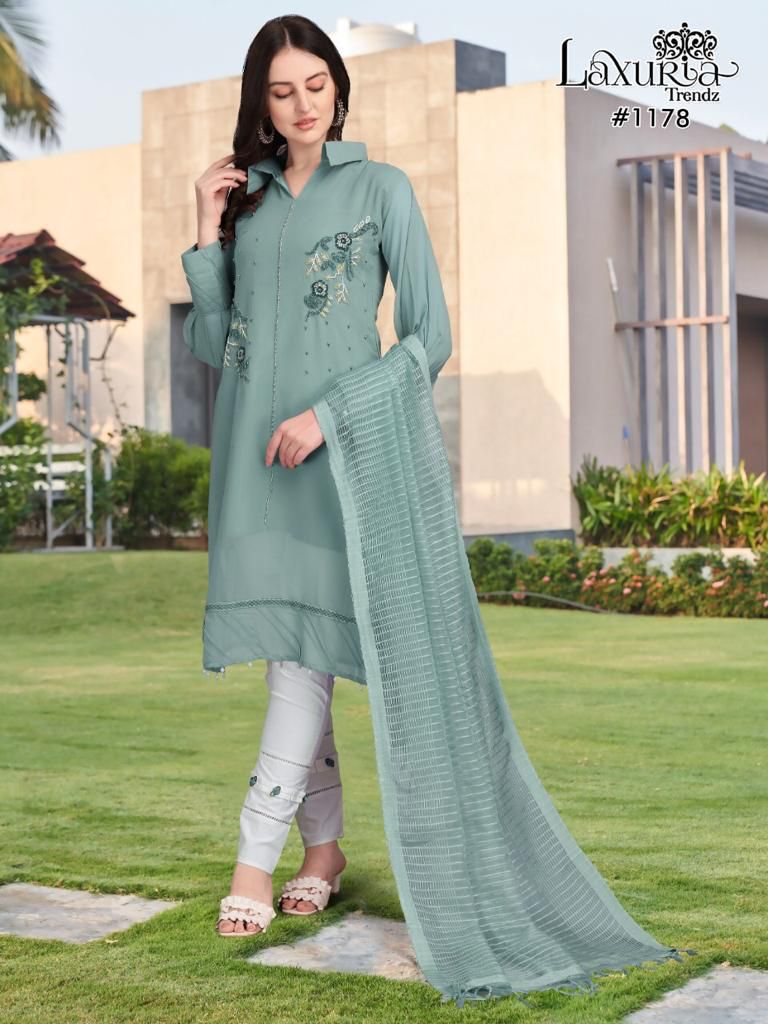 LAXURIA TRENDZ 1178 AQUA SPRAY READYMADE TUNIC COLLECTION