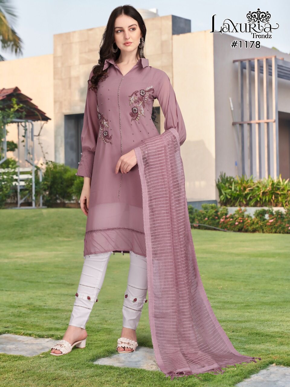 LAXURIA TRENDZ 1178 RIBBON PINK READYMADE TUNIC COLLECTION