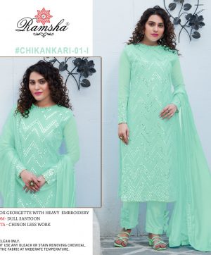 RAMSHA 01 I CHIKANKARI SALWAR KAMEEZ WHOLESAER