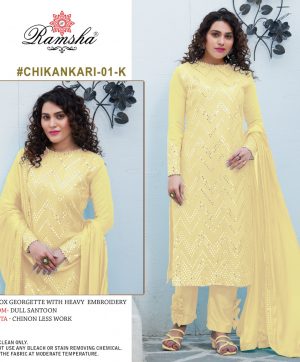 RAMSHA 01 K CHIKANKARI SALWAR KAMEEZ WHOLESAER