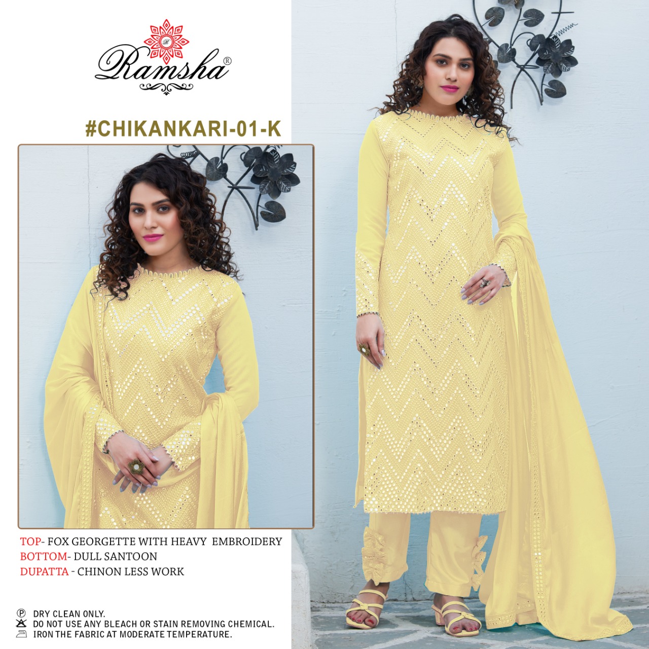 RAMSHA 01 K CHIKANKARI SALWAR KAMEEZ WHOLESAER