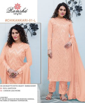 RAMSHA 01 L CHIKANKARI SALWAR KAMEEZ WHOLESAER