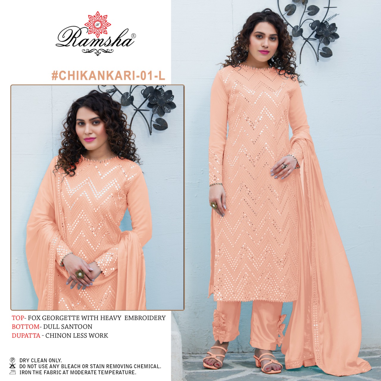 RAMSHA 01 L CHIKANKARI SALWAR KAMEEZ WHOLESAER