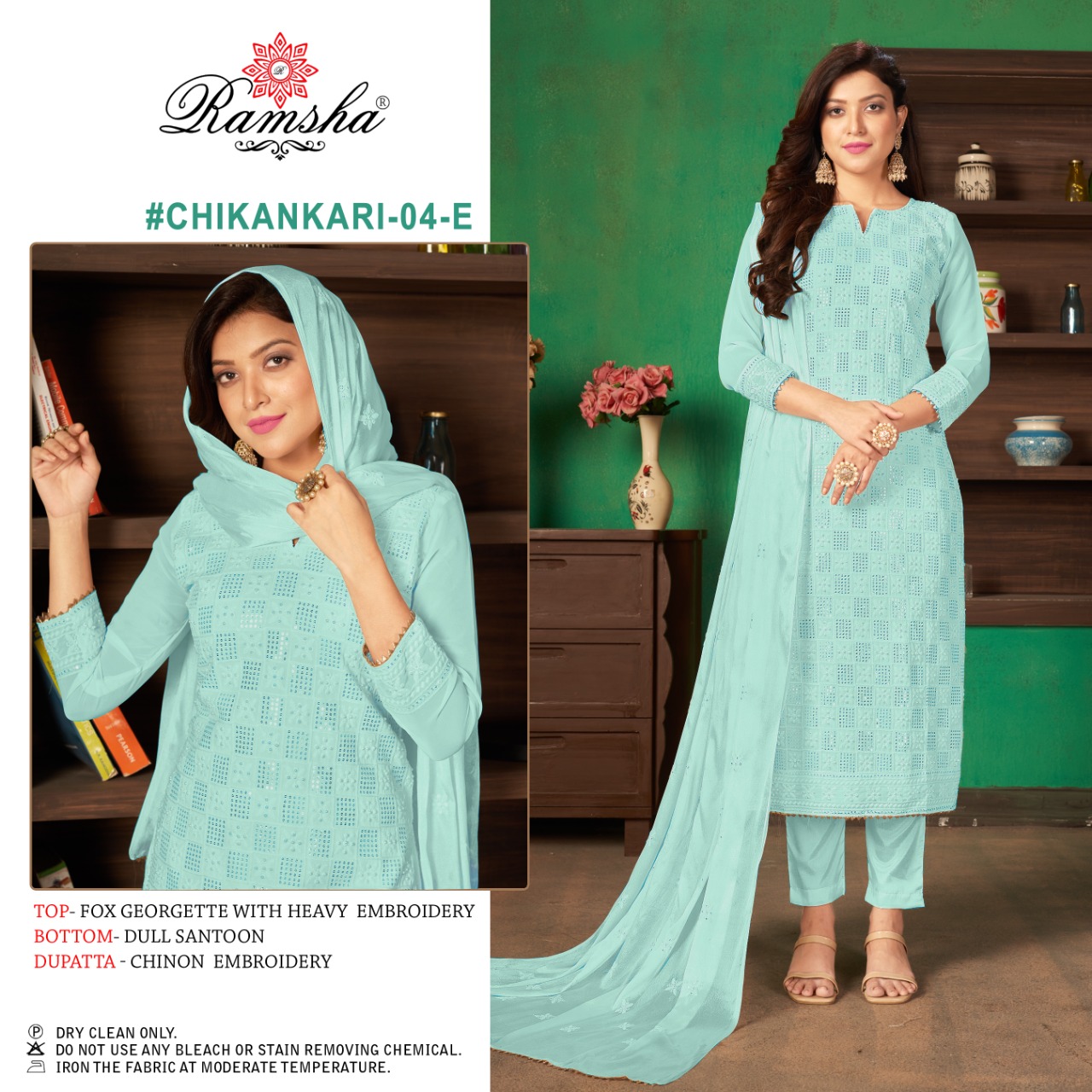 RAMSHA CHIKANKARI 04 E PAKISTANI SALWAR KAMEEZ WHOLESALER