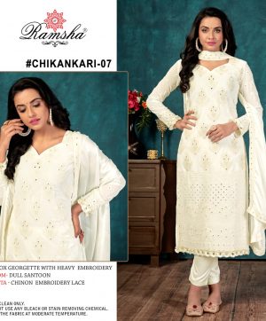 RAMSHA CHIKANKARI 07 PAKISTANI SALWAR KAMEEZ WHOLESALER