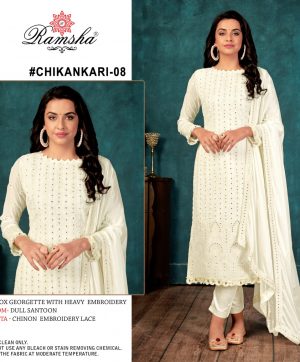 RAMSHA CHIKANKARI 08 PAKISTANI SALWAR KAMEEZ WHOLESALER