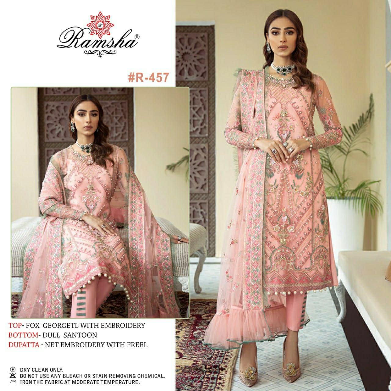 RAMSHA R 457 PAKISTANI SALWAR KAMEEZ WHOLESALER