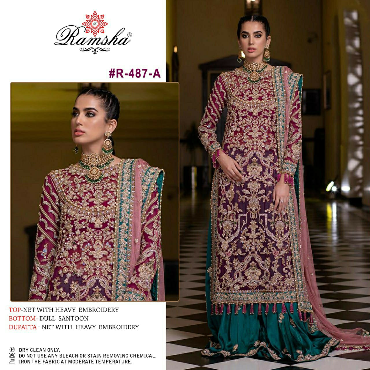 RAMSHA R 487 A PAKISTANI SALWAR KAMEEZ WHOLESALER