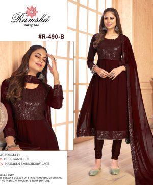 RAMSHA R 490 B PAKISTANI SALWAR KAMEEZ WHOLESALER