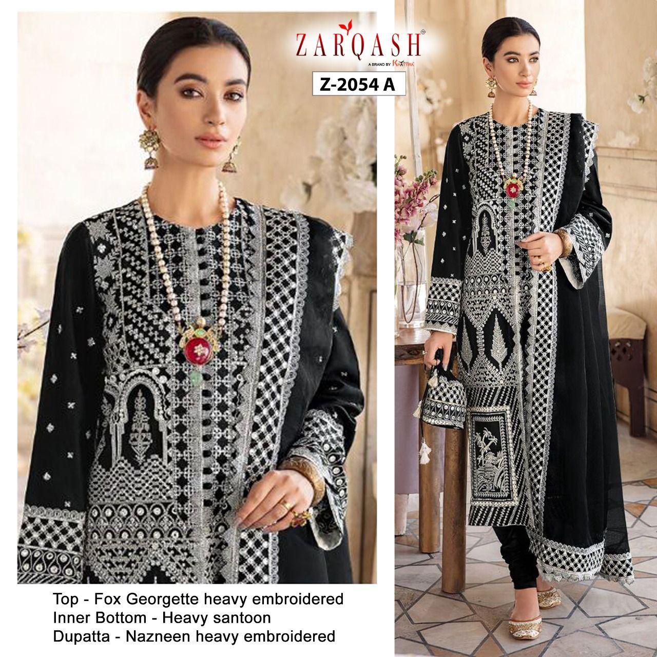 ZARQASH Z 2054 A QALAMKAR SALWAR KAMEEZ WHOLESALER