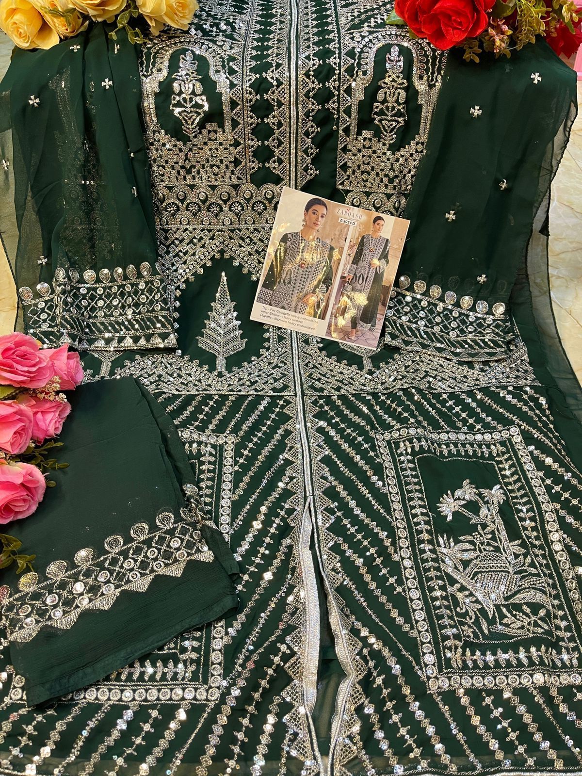 ZARQASH Z 2054 D QALAMKAR SALWAR KAMEEZ WHOLESALER