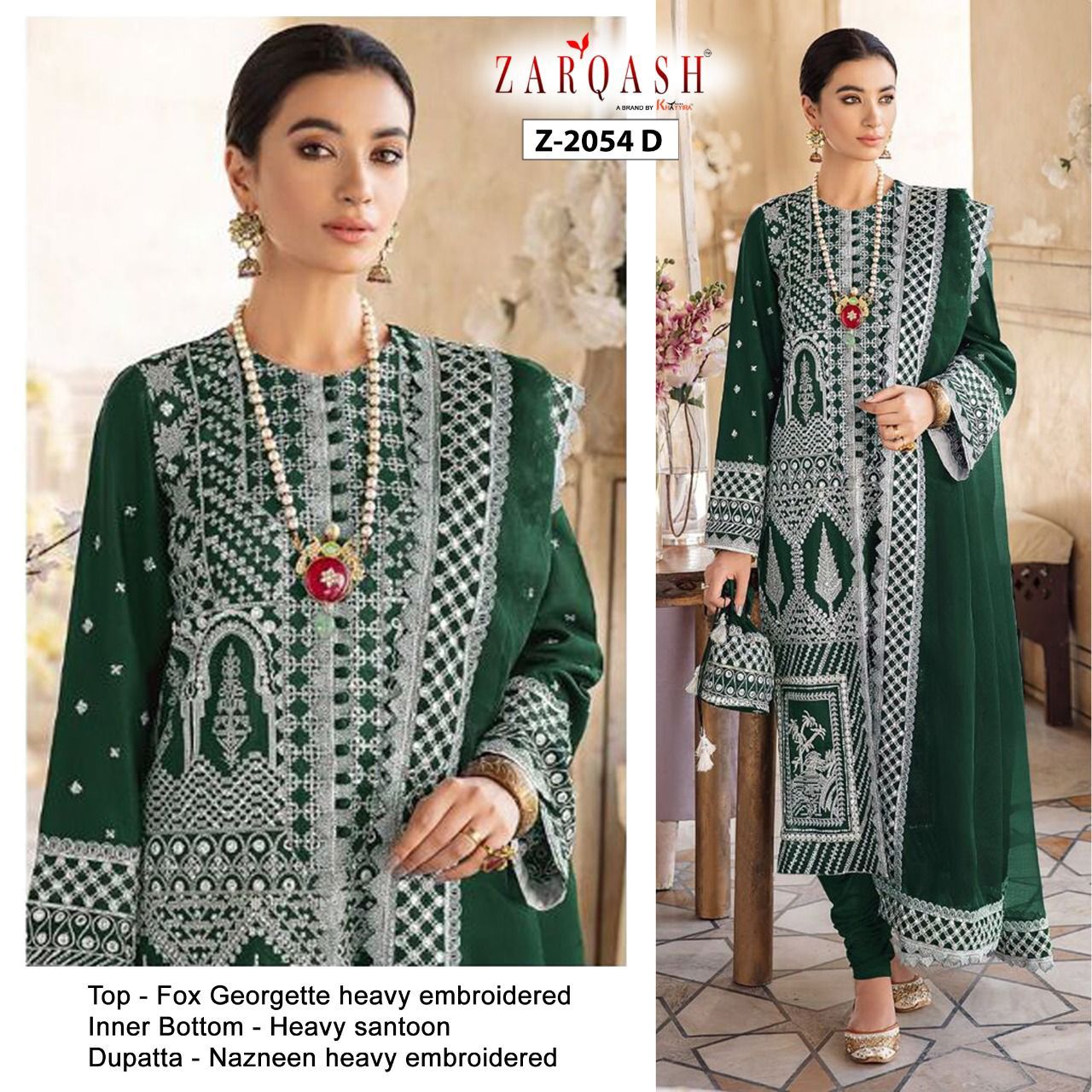 ZARQASH Z 2054 D QALAMKAR SALWAR KAMEEZ WHOLESALER