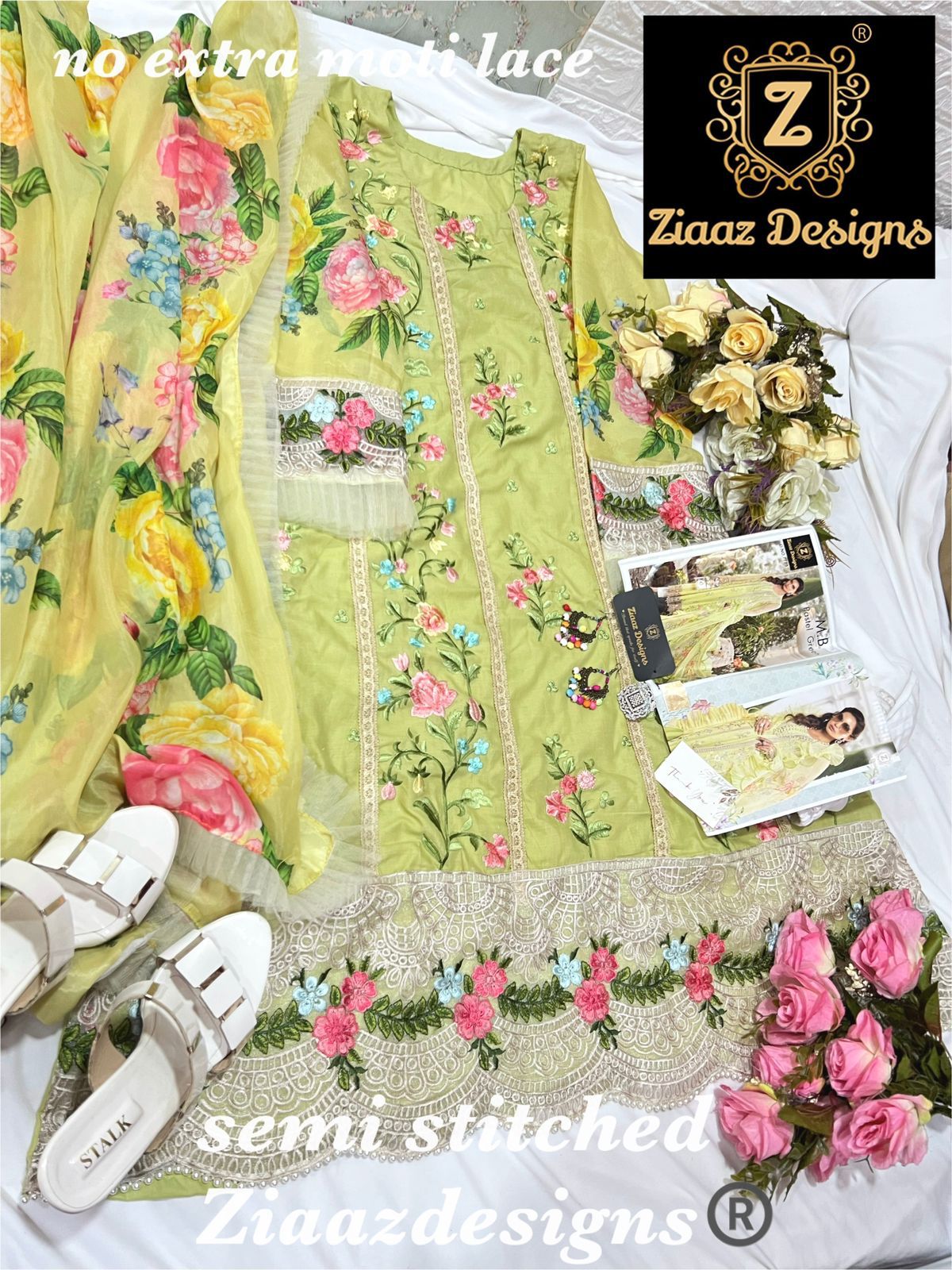 ZIAAZ 7773 M B PASTEL GREEN PAKISTANI SALWAR KAMEEZ WHOLESALER