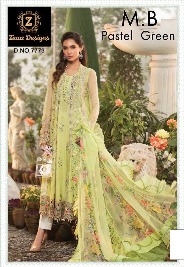 ZIAAZ 7773 M B PASTEL GREEN PAKISTANI SALWAR KAMEEZ WHOLESALER