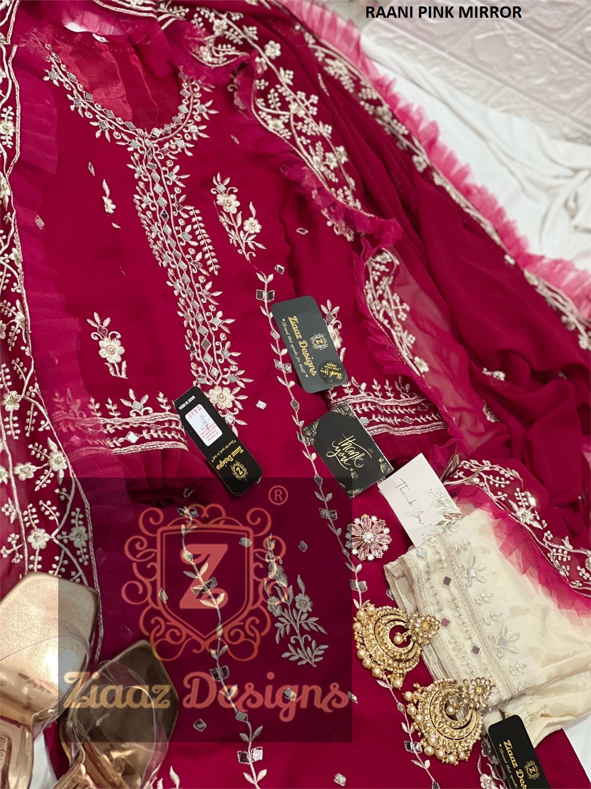 ZIAAZ DESIGNS RAANI PINK MIRROR SALWAR KAMEEZ WHOLESALER