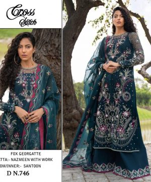 CROSS STITCH 746 PAKISTANI SALWAR KAMEEZ WHOLESALER