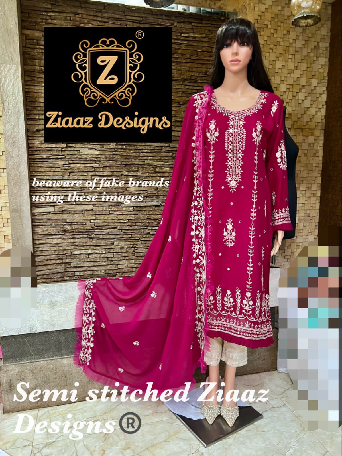 ZIAAZ DESIGNS RAANI PINK MIRROR SALWAR KAMEEZ WHOLESALER