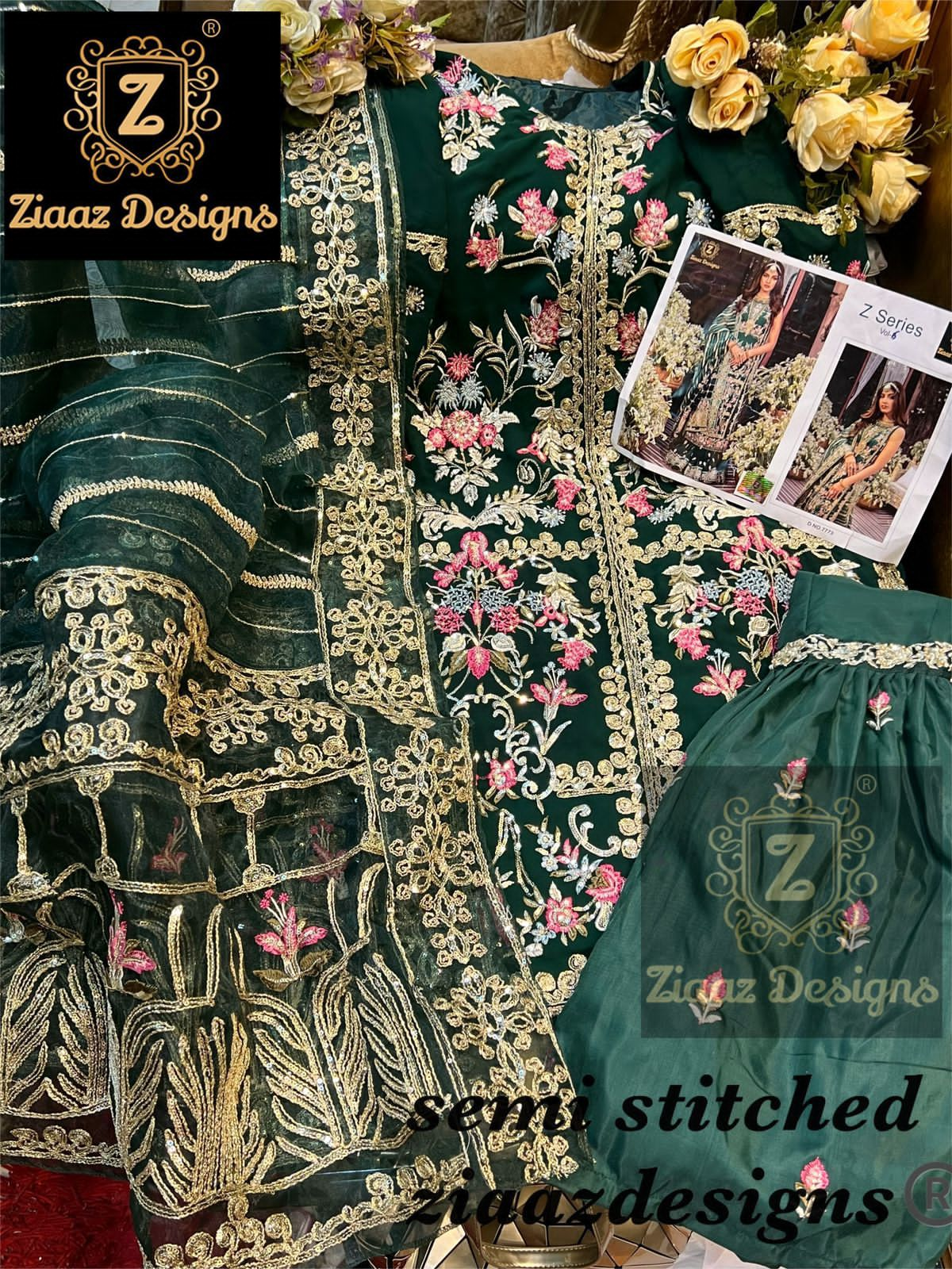 ZIAAZ Z SERIES 7773 VOL 6 GREEN SALWAR KAMEEZ WHOLESALER