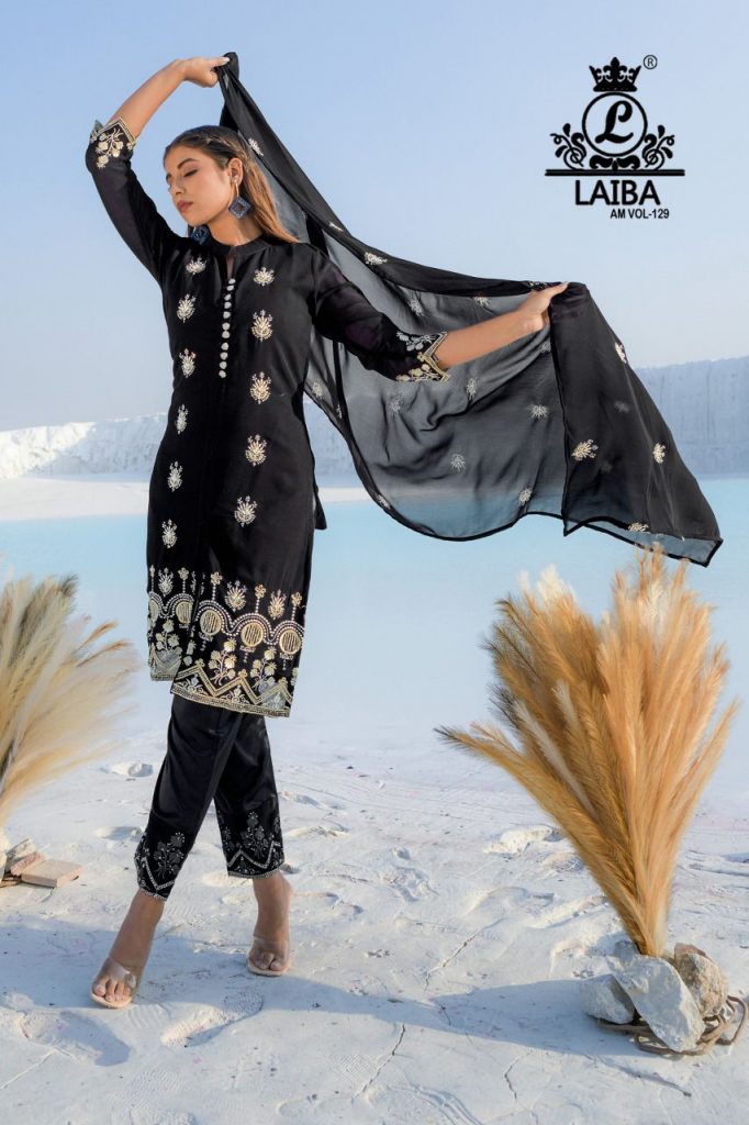 LAIBA AM VOL 129 MIDNIGHT BLACK READYMADE TUNIC COLLECTION
