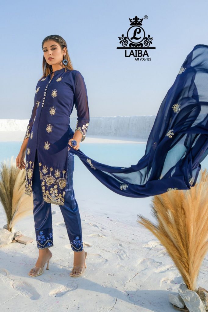 LAIBA AM VOL 129 NAVY BLUE READYMADE TUNIC COLLECTION