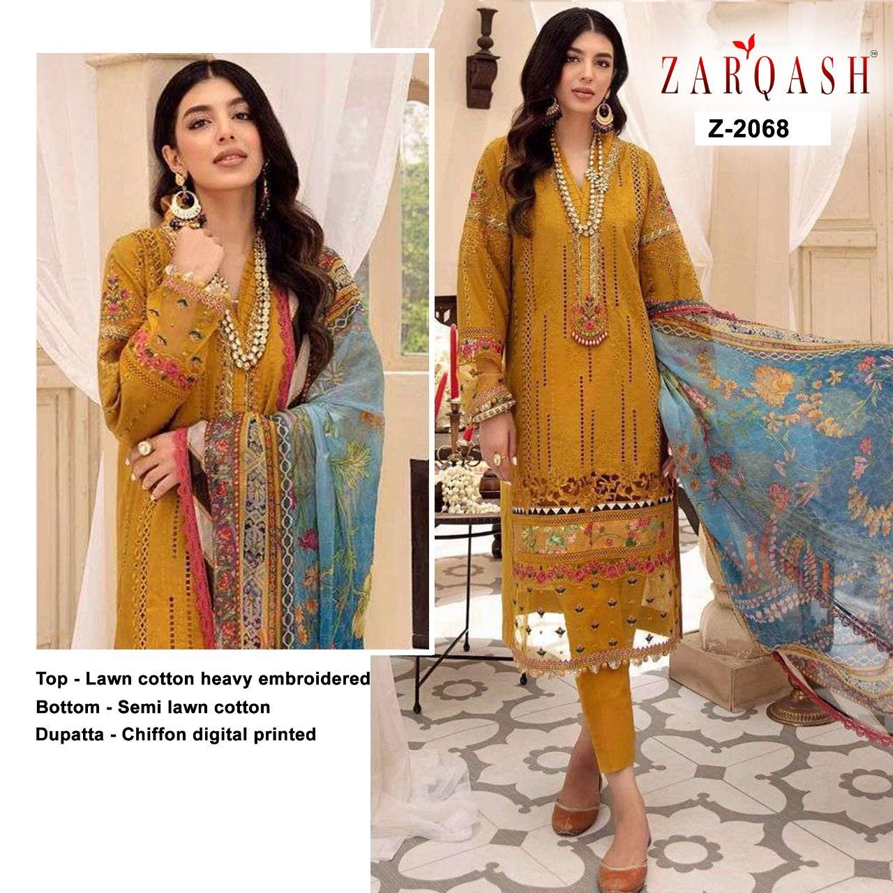 ZARQASH Z 2068 MAH E NOOR PAKISTANI SALWAR KAMEEZ WHOLESALER