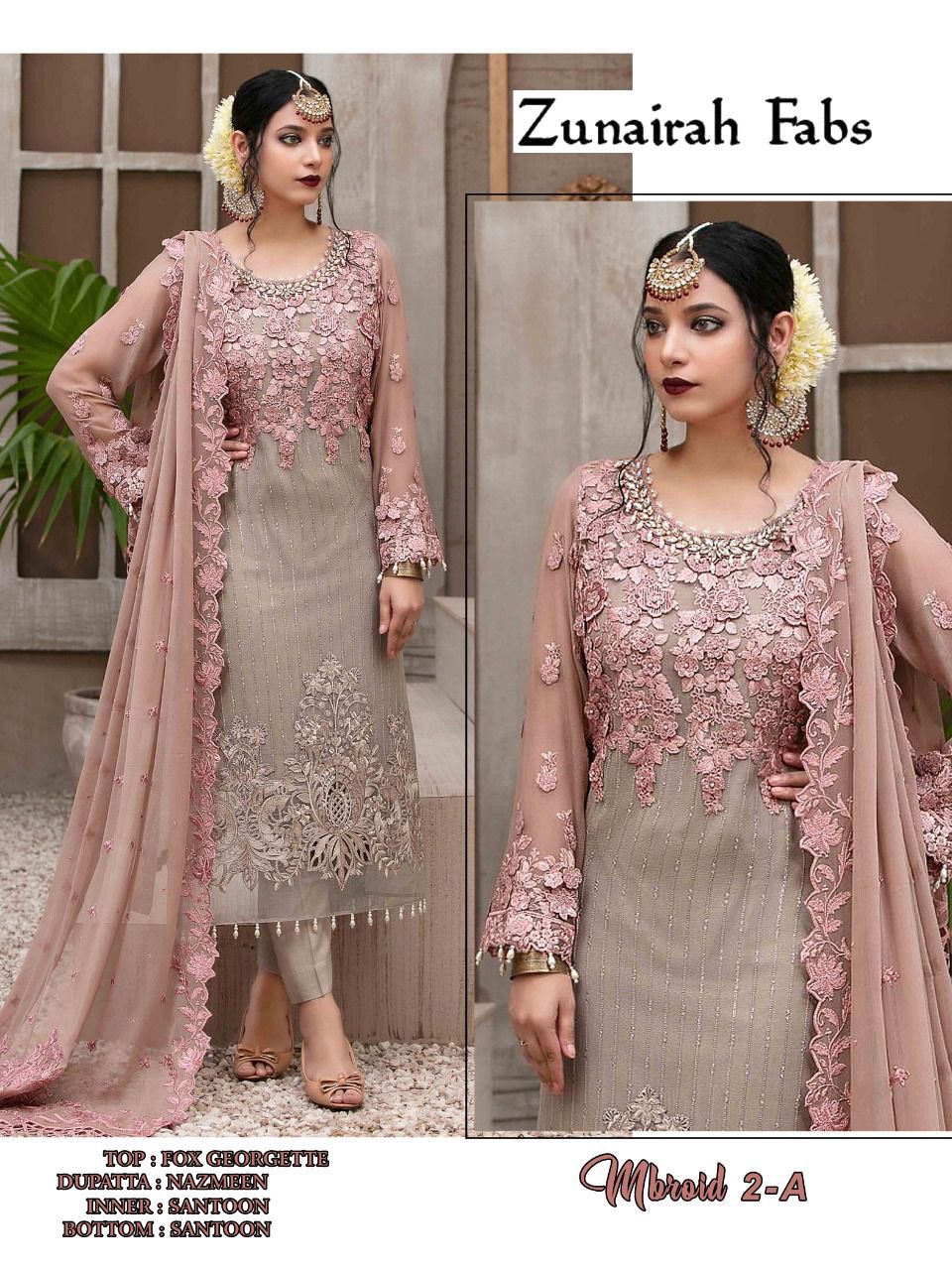 ZUNAIRAH FABS MBROID 2 A SALWAR KAMEEZ WHOLESALER