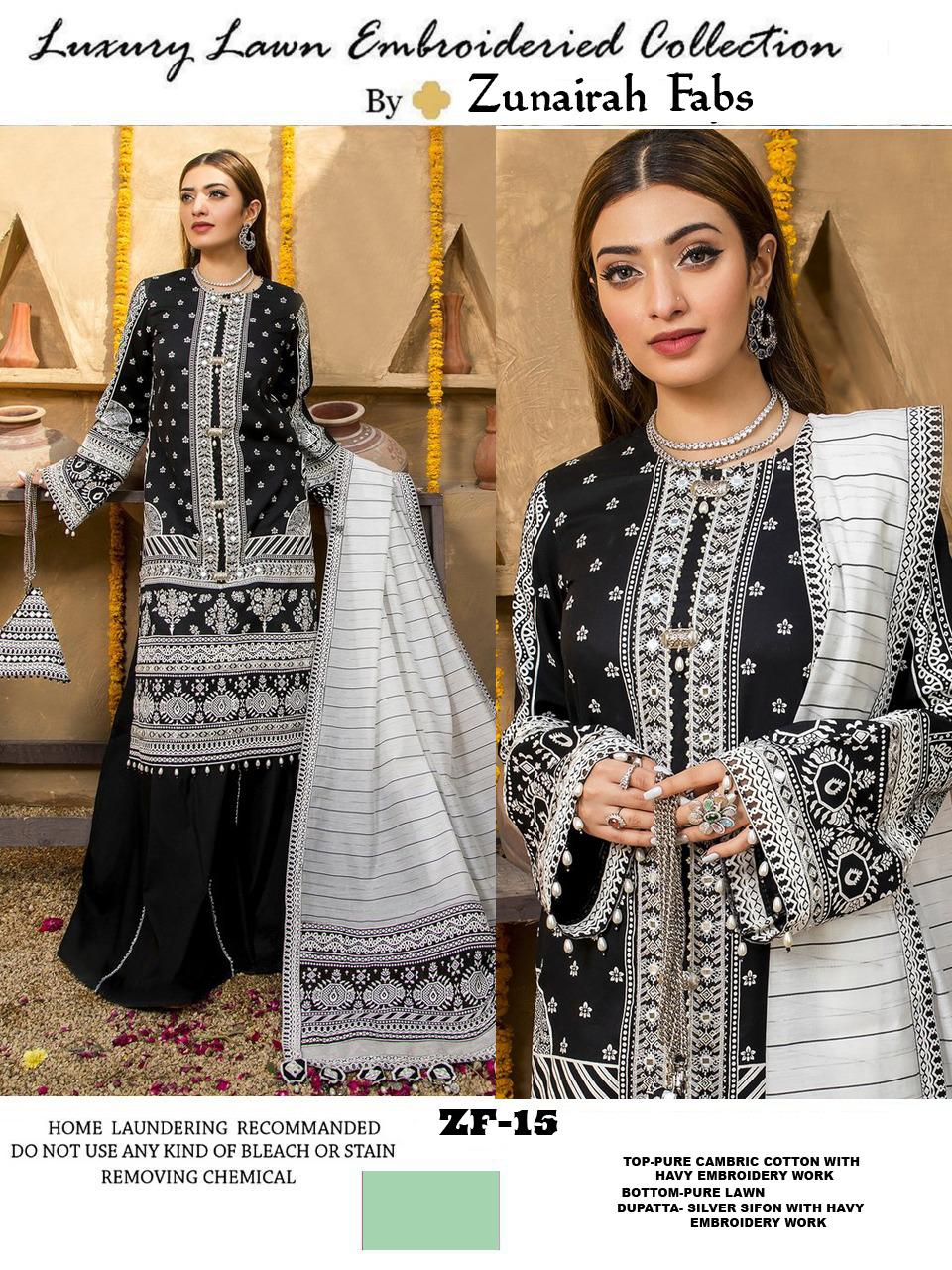 ZUNAIRAH FABS ZF 15 PAKISTANI SALWAR KAMEEZ WHOLESALER