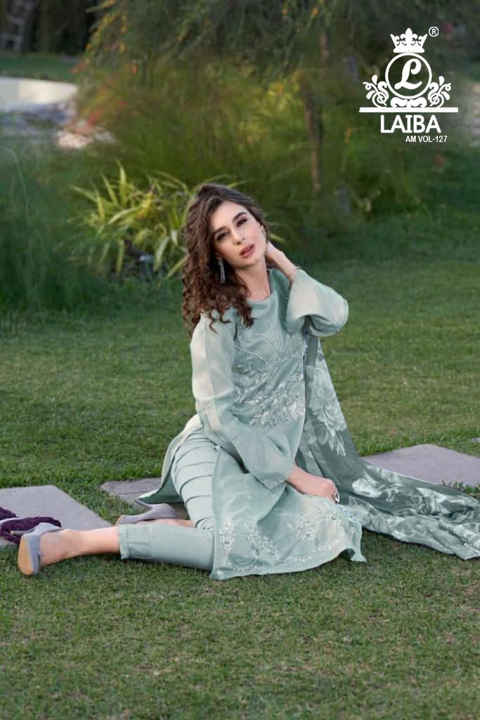 LAIBA AM VOL 127 DOLPHIN GREY READYMADE TUNIC COLLECTION