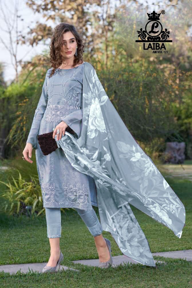 LAIBA AM VOL 127 DOLPHIN GREY READYMADE TUNIC COLLECTION