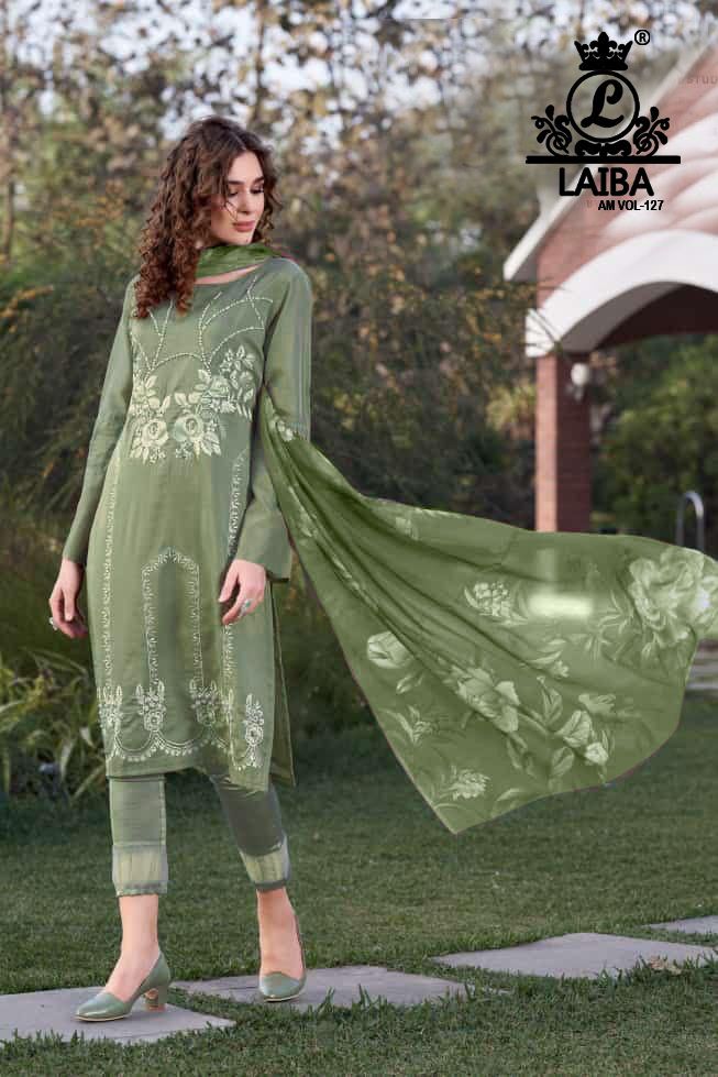 LAIBA AM VOL 127 OLIVE GREEN READYMADE TUNIC COLLECTION