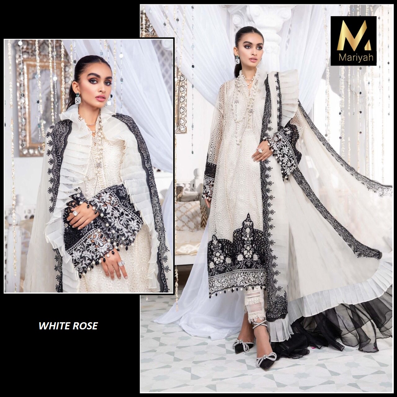 MARIYAH DESIGNER WHITE ROSE SALWAR KAMEEZ WHOLESALER