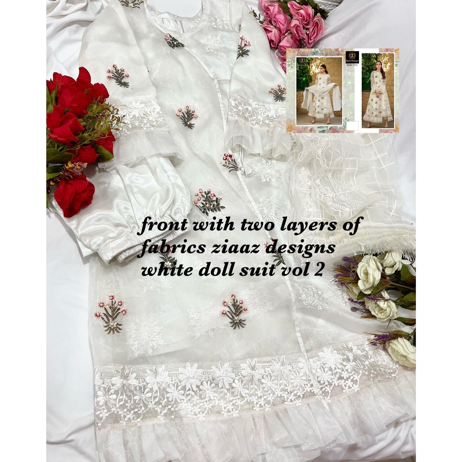 ZIAAZ 7773 NOOR WHITE DOLL VOL 2 SALWAR KAMEEZ WHOLESALER