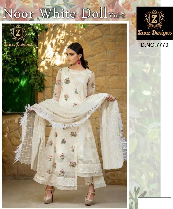 ZIAAZ 7773 NOOR WHITE DOLL VOL 2 SALWAR KAMEEZ WHOLESALER