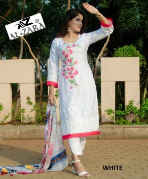 AL ZARA WHITE PAKISTANI SALWAR KAMEEZ WHOLESALER