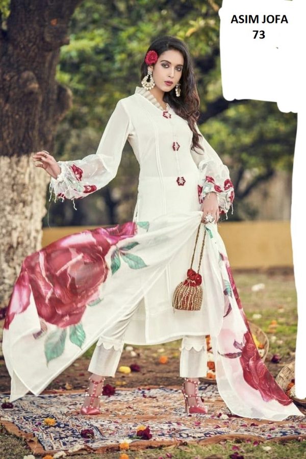 ASIM JOFA 73 WHITE READYMADE PREET TUNIC COLLECTION