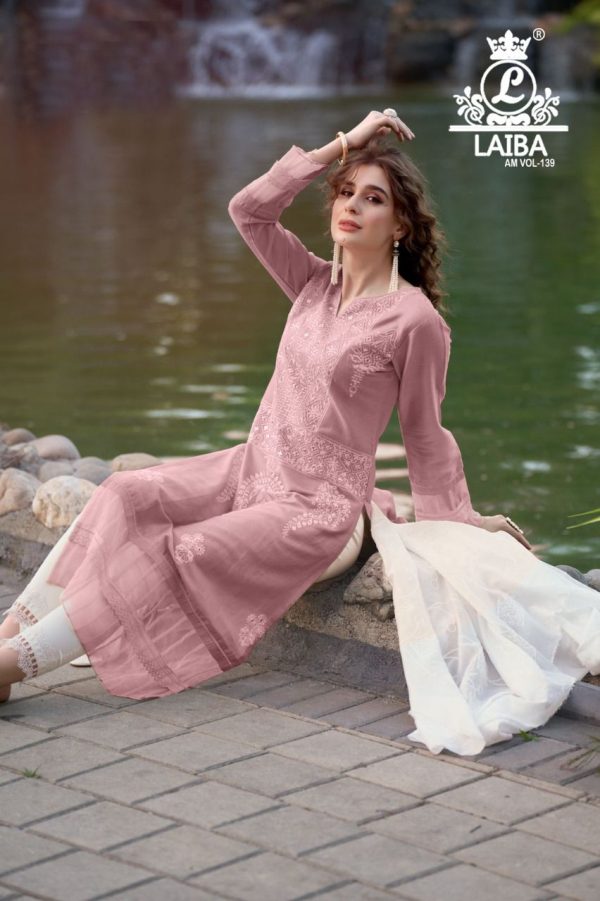 LAIBA AM VOL 139 LIGHT ROSE READYMADE TUNIC COLLECTION