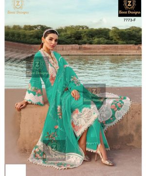 ZIAAZ 7773 F RAMA GREEN SALWAR KAMEEZ WHOLESALER