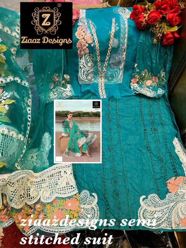 ZIAAZ 7773 F RAMA GREEN SALWAR KAMEEZ WHOLESALER