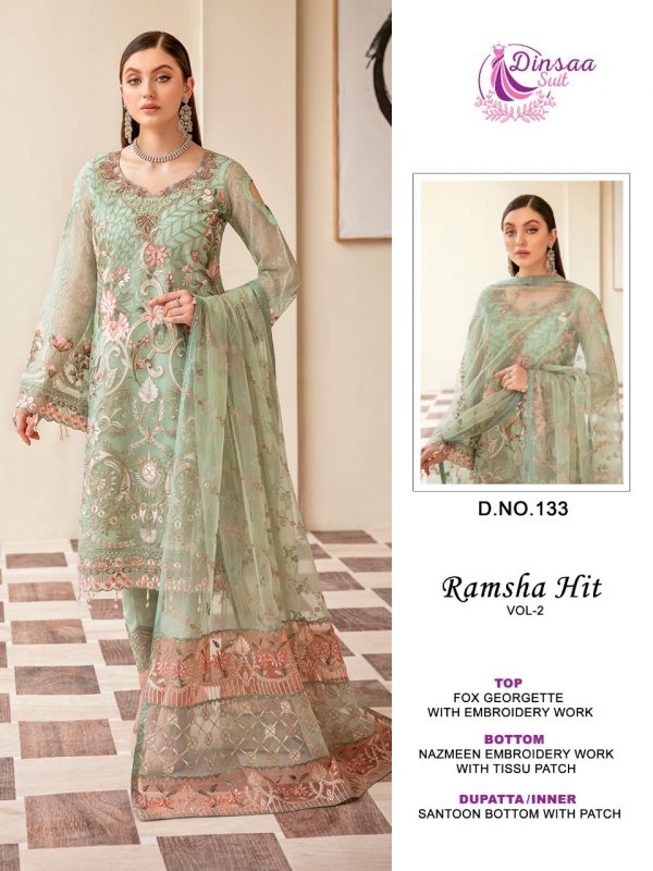 DINSAA SUIT 133 RAMSHA HIT VOL 2 PAKISTANI SUITS IN INDIA