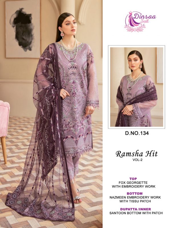 DINSAA SUIT 134 RAMSHA HIT VOL 2 PAKISTANI SUITS IN INDIA