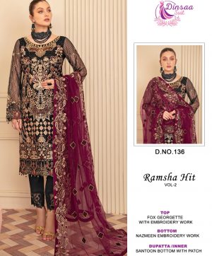 DINSAA SUIT 136 RAMSHA HIT VOL 2 PAKISTANI SUITS IN INDIA