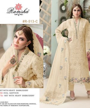 RAMSHA FASHION R 513 C PAKISTANI SUITS MANUFACTURER